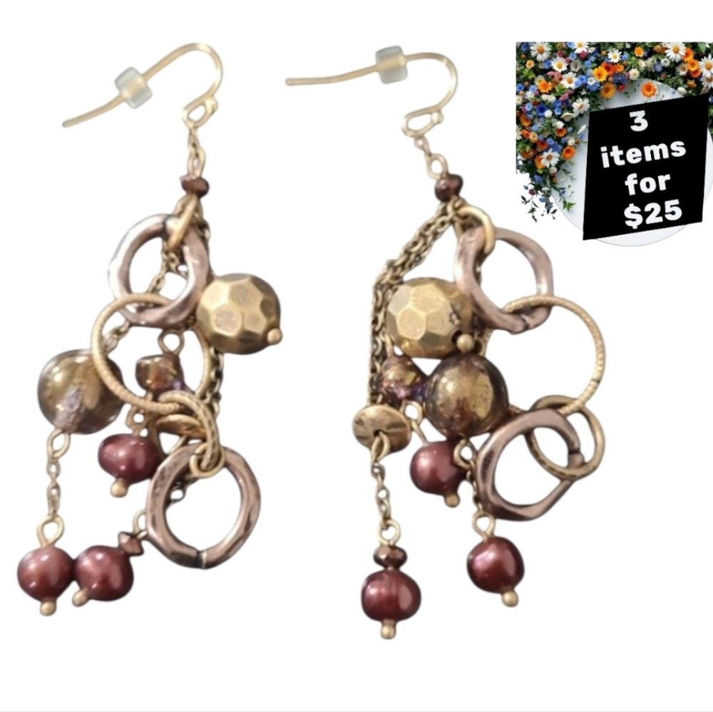 Chico's Gold and Brown Dangle Earrings